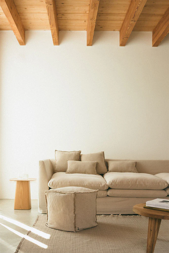 Handloom Square Cushion Beige - Image 4