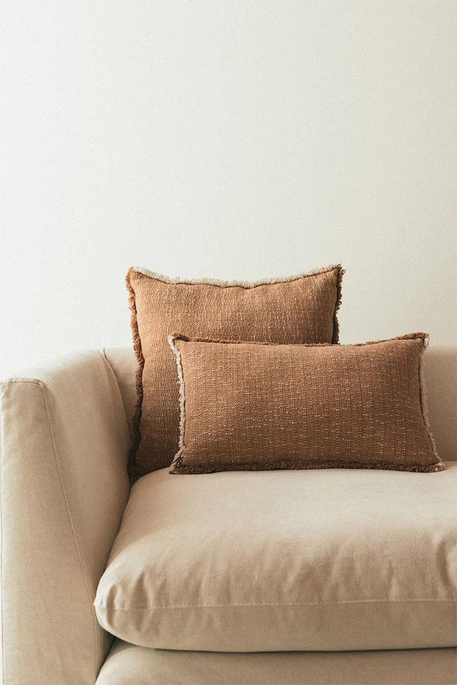 Handloom Square Cushion Ochre - Image 2