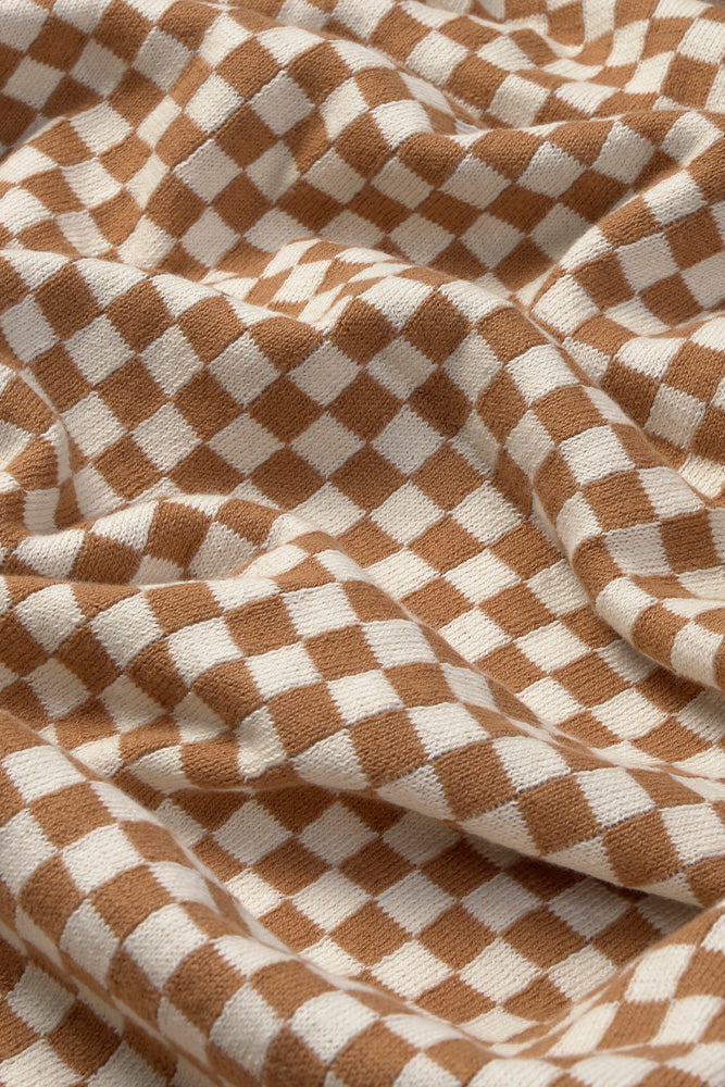 KNITTED BLANKET TILES TOFFEE - Image 3