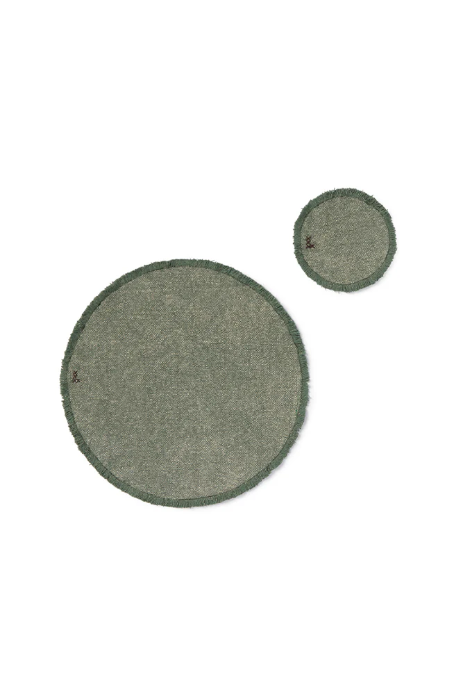 STONEWASHED PLACEMATS AND COASTERS DUCK GREEN (SET OF 2)
