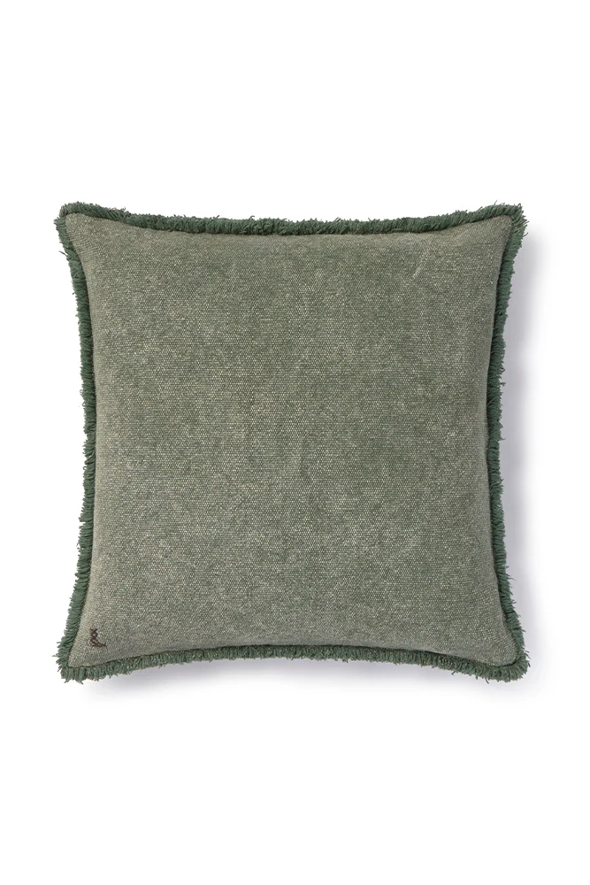 STONEWASHED SQUARE CUSHION DUCK GREEN