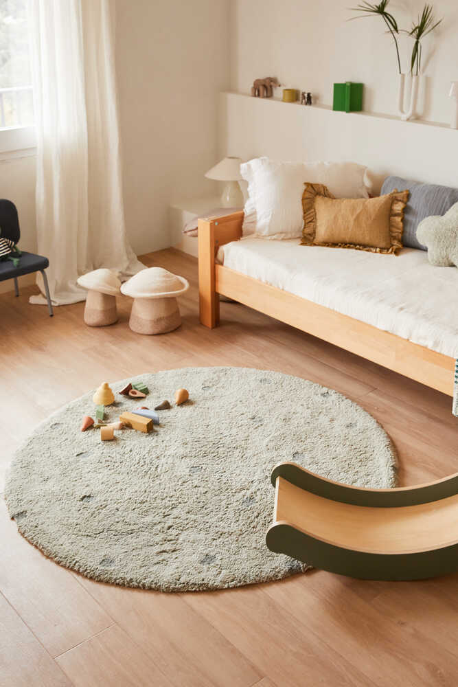 WASHABLE RUG ROUND DOT BLUE SAGE - Image 2