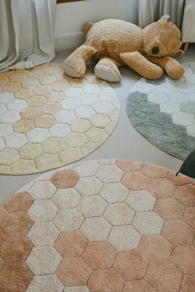 WASHABLE RUG ROUND HONEYCOMB BLUE SAGE - Image 4